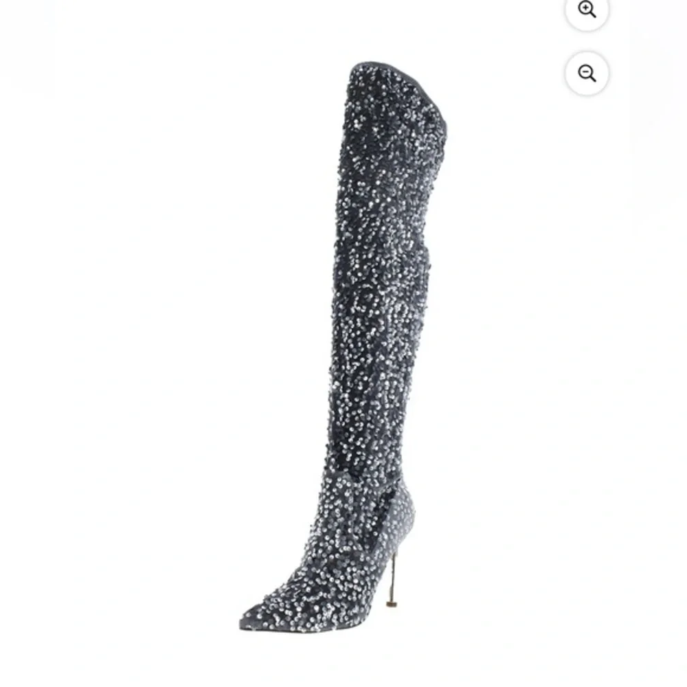 Steve Madden Vivee Silver Sequined Evening Over The Knee-High Boots Size 5M